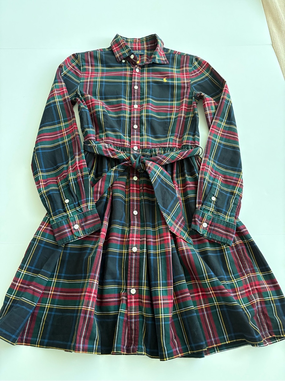 Polo Ralph Lauren Girls 16 Tartan Plaid Belted Shirt Dress - Picture 2 of 11